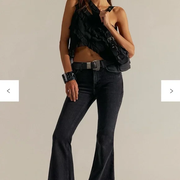 Free People Charcoal Flare Jeans - We The Free Love Bomb Flare Jeans - Picture 2 of 4